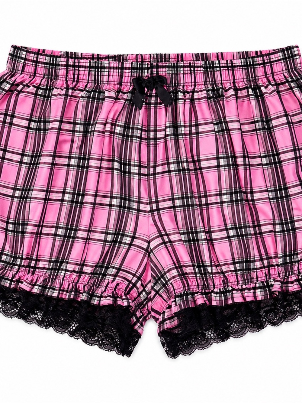 Sugar Thrillz Pink & Black Plaid Lace-Trim Bloomers Shorts Kawaii NWT Sold Out